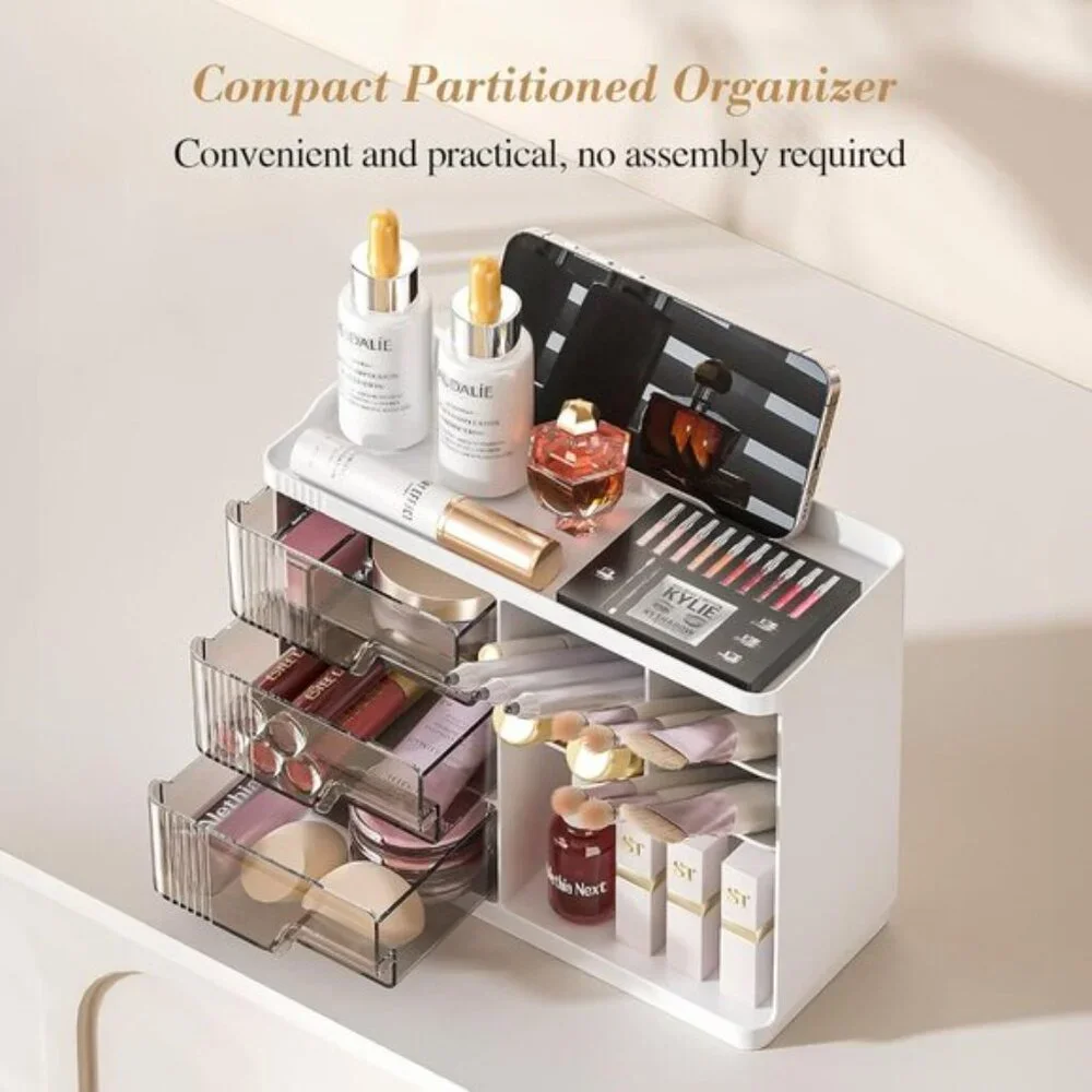 New Makeup Organizer with Drawers, Stackable Vanity Storage for Skincare & More